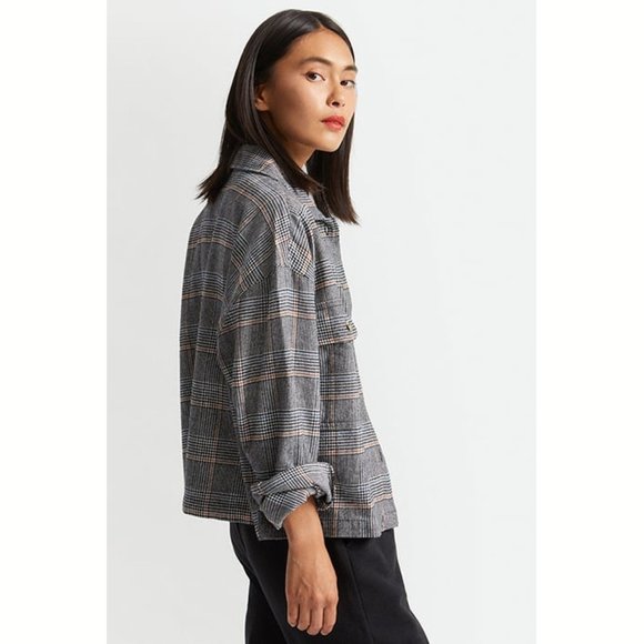 Plaid Flannel Shirt Shacket Cropped Jacket in Organic Cotton SMALL - Picture 3 of 8